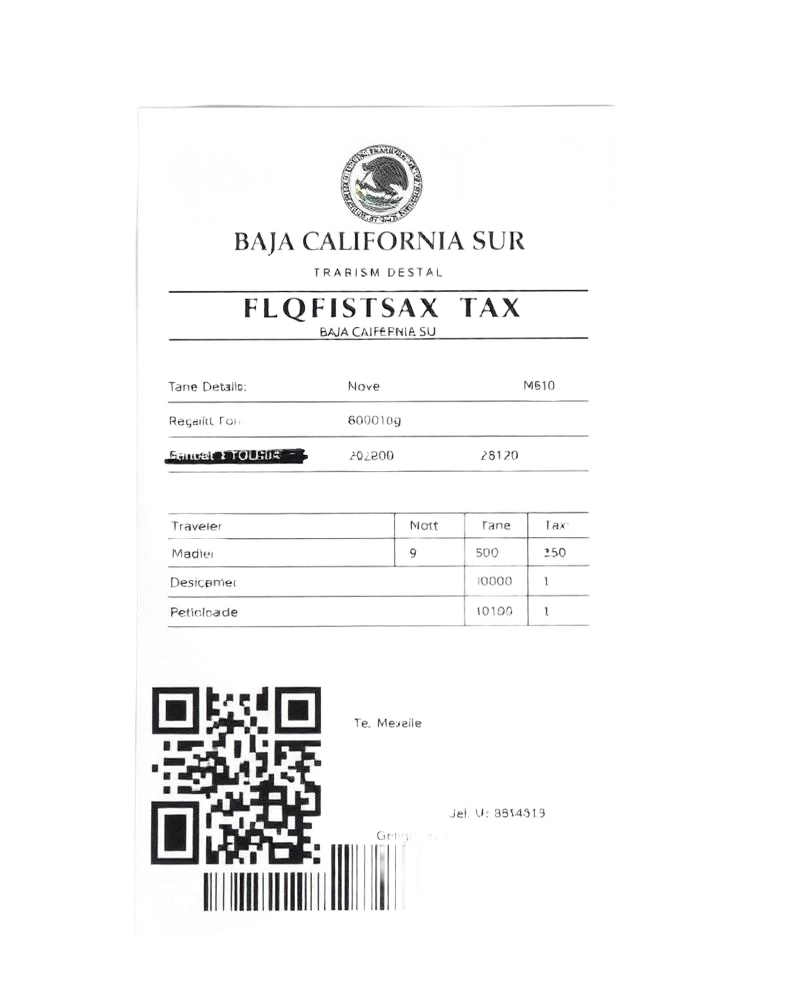 Sample BCS Tourism Tax receipt with QR code